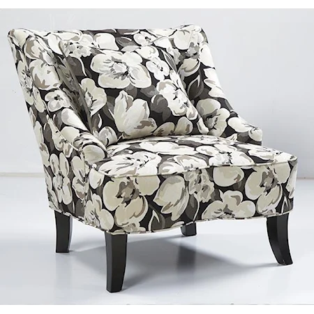 Contemporary Wing Chair with Exposed Wood Feet